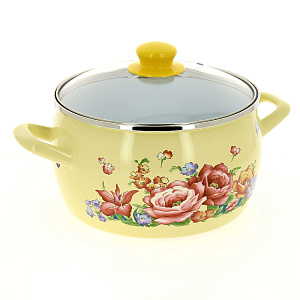 Кастрюля эмалированная со стекл. крышкой Японский сад 5,3л. 195762 000000000001183186