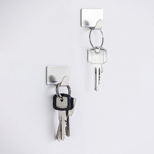 Набор крючков на липучке 2шт 2,5x4см DE'NASTIA серый нержавеющая сталь 000000000001212658