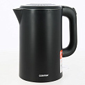 Чайник  металлический 1,7л CENTEK CT-0020 Black мощность 2200W бесшовная колба двойные стенки черный пластик 000000000001211268