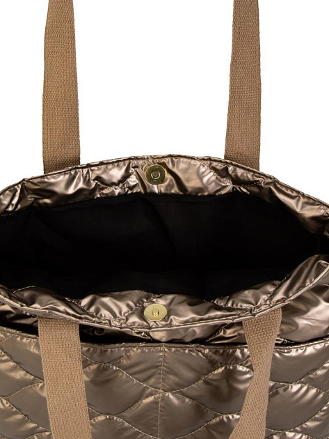 Сумка шоппер 35х34см стеганная с карманами золото полиэстер 000000000001229451