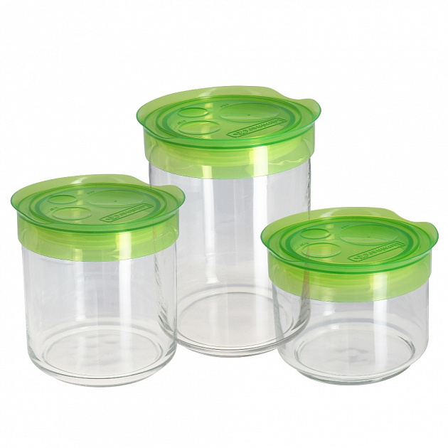 Набор банок для хранения продуктов Green Lid Luminarc, 3 шт. 000000000001127305