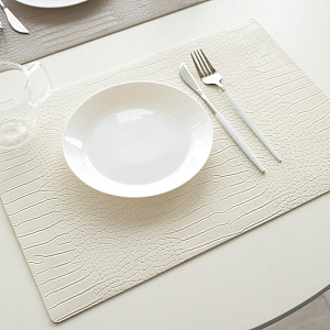 Салфетка сервировочная 45x32см DE'NASTIA Крокодил белый ПВХ 000000000001214096