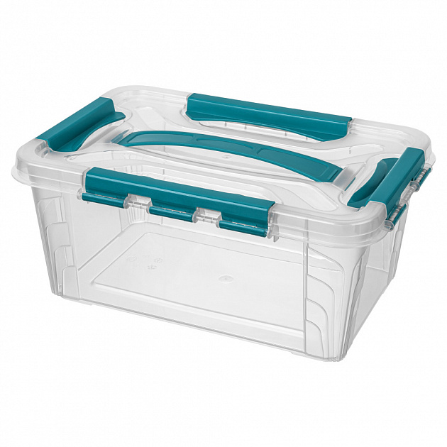 Ящик для хранения 29х19х12,4см 4,2л ECONOVA GRAND BOX замок и ручка голубой пластик 000000000001206114
