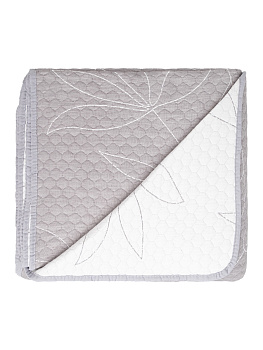 Покрывало 260x240см DE'NASTIA листья 3слоя серое жаккард 55%хлопок 45%полиэстер 000000000001207689