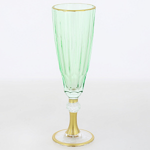 Фужер для шампанского 1шт 300мл с золотом зеленый стекло 000000000001214029