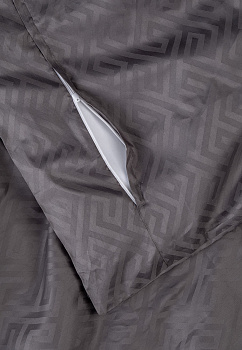 Пододеяльник 175х210см DE'NASTIA JQ меандр темно-серый сатин хлопок-100% 000000000001215627