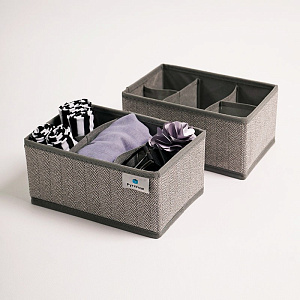 Набор органайзеров для хранения 2шт 5 секций 21x14x10см РУТАУПАК серый 000000000001211979