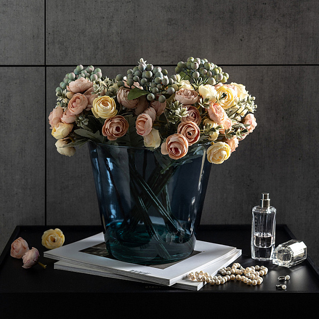 Ваза декоративная 15x15x18,5см DE'NASTIA pail Египет темно-синий стекло 000000000001225001