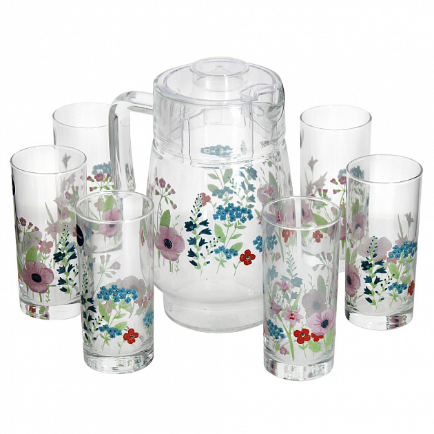 Набор стаканов с кувшином ROSE POMPON, 7 предметов 000000000001176502