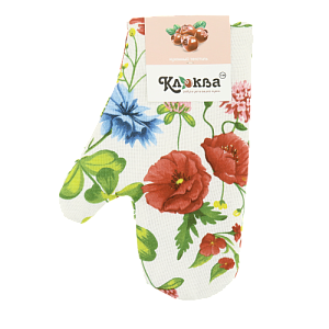 Рукавица кухонная КЛЮКВА Васильки рогожка хлопок 000000000001207441