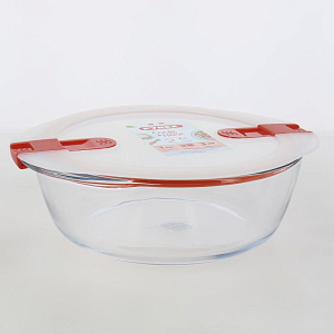 Форма для запекания и хранения 26x23x8см 2,3л PYREX с крышкой круглая стекло 000000000001211370