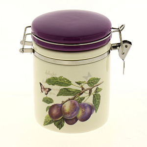 Банка для сыпучих продуктов 730мл ПОСУДА Слива с клипсой подарочная упаковка 000000000001177429