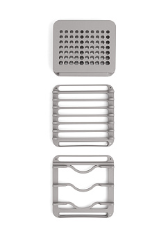 Набор сушилка 3 секции+коврик для посуды DE'NASTIA темно-серый пластик/полиэстер 000000000001210340