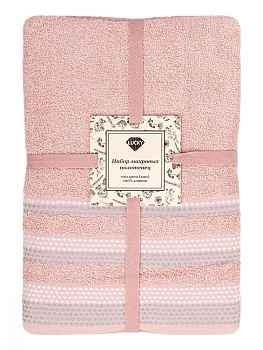 Набор махровых полотенец 2 шт 70x140см LUCKY розовый/молочный хлопок 100% 000000000001216093