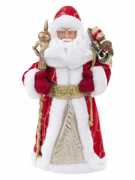 Новогодняя фигурка Дед Мороз в красном костюме из пластика и ткани / 20,5x12,5x41см арт.80149 000000000001191203