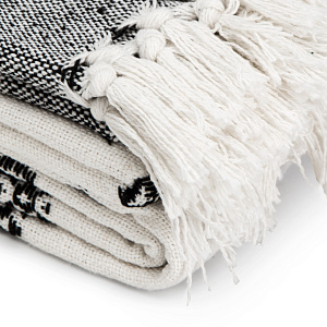 Плед 190х220см LUCKY ETNIC SGTH-1238 узор/полоска черный экрю хлопок 100% 000000000001218038