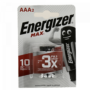 Батарейка ENERGIZER MAX ALKALINE AAA 2шт E92 щелочные E300157203 000000000001126202