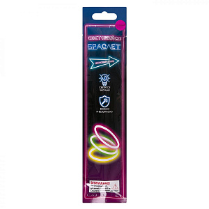 Светящийся браслет для карнавалов и праздников Розовый одинарный с химическим источником света 3шт 7x7x0,5см 81531 000000000001201851