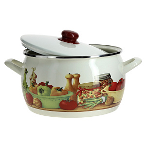 Кастрюля 7,5л Вилладжо металлическая крышка 000000000001067055