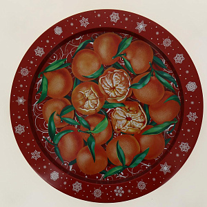 Поднос d37,9см НОВЫЙ АРГУМЕНТ Мандарины круглый жестяной 000000000001192888