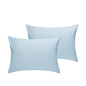 Наволочки 50х70см-2шт DE'NASTIA голубой сатин-страйп 3мм хлопок-100% 000000000001215550