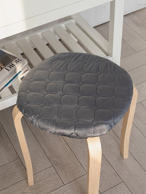 Чехол на табурет 33см DE'NASTIA круглый на резинке графит полиэстер 000000000001229939