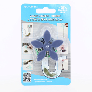 Улавливатель волос в стоках труб "Пастель" 3цв (34.100) полипропилен/силикон VL34-102 000000000001201955