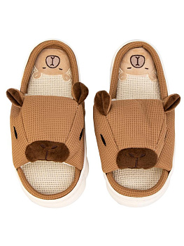 Тапочки домашние 38-39 женские капибара открытые коричневый полиэстер/ПВХ 000000000001228861