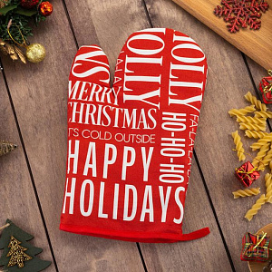 Варежка-прихватка "Этель" Happy holidays 20х27см, 100% хлопок, ватин 250г/м2 5035825 000000000001202377