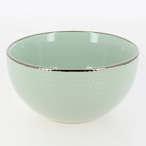 Салатник 13,6см/600мл LUCKY Точки металлическая кайма мятный керамика 000000000001211244