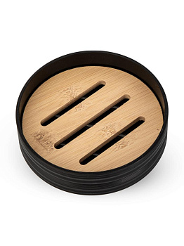 Мыльница 10,5х2,7см черный полипропилен/бамбук 000000000001226615