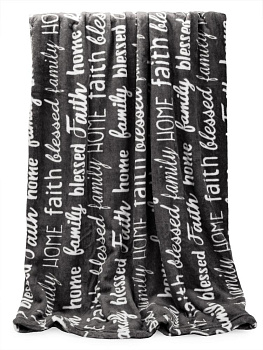 Плед 190x200см LUCKY Газета графит флис полиэстер_MP 000000000001229777