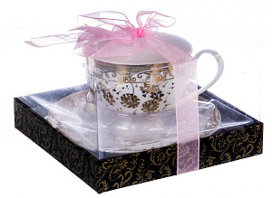 Чайная пара (чашка 230мл) BALSFORD Passion подарочная упаковка с бантом фарфор 000000000001193947