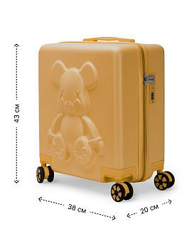 Чемодан на колесах S (38х20х43см) мишка желтый ABS 000000000001226532