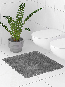 Коврик для туалета 50x50см DE'NASTIA кружево темно-серый хлопок 000000000001207089