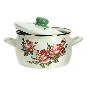 Кастрюля 3л Роза металлическая крышка 2370 000000000001067049