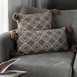 Наволочка декоративная 45х45см DE'NASTIA тафтинг барокко на молнии с кисточками коричневый полиэстер/хлопок/вискоза 000000000001226981