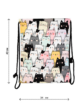 Сумка мешок 34х43см до 10кг котики полиэстер 000000000001227596