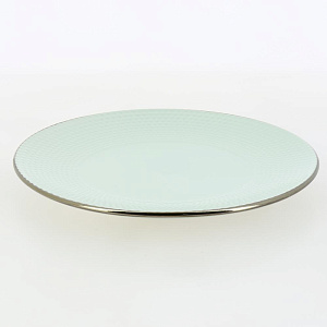 Тарелка обеденная 27,1см LUCKY Тточки металлическая кайма мятный керамика 000000000001211240