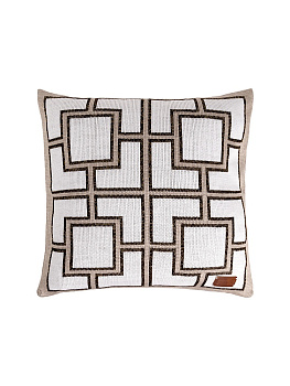 Наволочка декоративная 45x45см DE'NASTIA Геометрия квадраты белый/бежевый акрил 000000000001221465