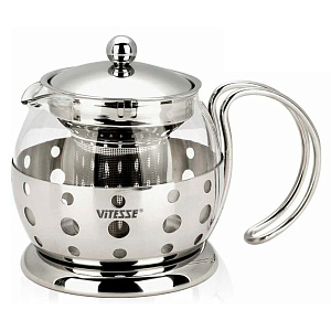 Чайник заварочный 700мл VITESSE термостойкое стекло/нержавеющая сталь 000000000001213819