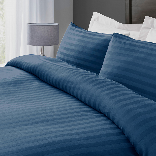 Комплект постельного белья Евро 70х70см-2шт LUCKY синий страйп-сатин хлопок 000000000001218105
