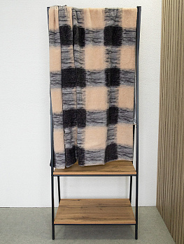 Плед 150x200см DE'NASTIA Клетка 2слоя коричневый/бежевый полиэстер 000000000001229899