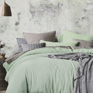 Комплект постельного белья евроMonaLizaАктуал наволочка70х70см-2шт простыня215х240см пододеяльник200х220см сатин ФИСТАШКА серобежевый/салатовый хлопок 000000000001208617