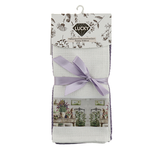 Набор кухоных полотенец40х60см(2шт) LUCKY ваф.трансф+однот ПРОВАНС белый/сиреневый D000187 000000000001204418