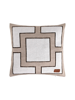 Наволочка декоративная 45x45см DE'NASTIA Геометрия крупный квадрат белый/бежевый акрил 000000000001221466