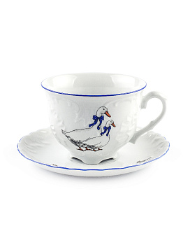 Пара чайная 250мл/блюдце CMIELOW Рококо Гуси фарфор 000000000001214872