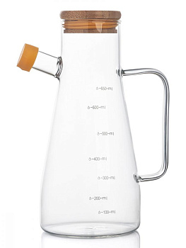 Графин 650мл LUCKY с бамбуковой крышкой боросиликатное жаропрочное стекло 000000000001217903