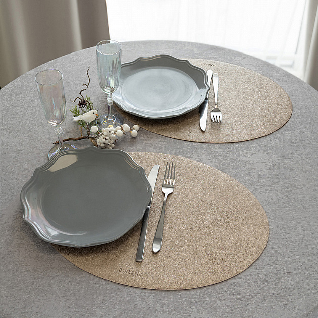 Салфетка сервировочная DeNASTIA Глиттер, ПВХ, 45х32, овал золотой E000672 000000000001225640