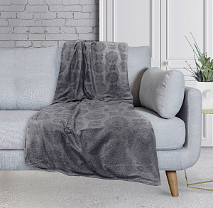 Плед DE'NASTIA Жаккардовый 2-сл 200х220см 100%Полиэстер серый T040075 000000000001185746